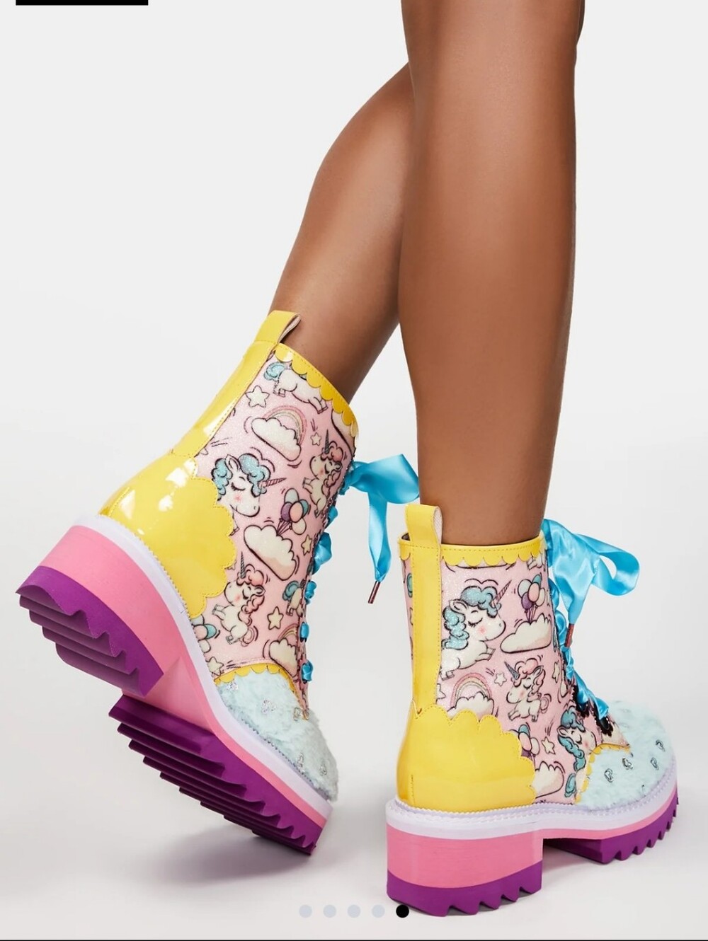 'Morning Stroll' Unicorn Lace-Up Boots - Fuzzy with Glitter! Size 42 (Size 11) - Picture 5 of 11